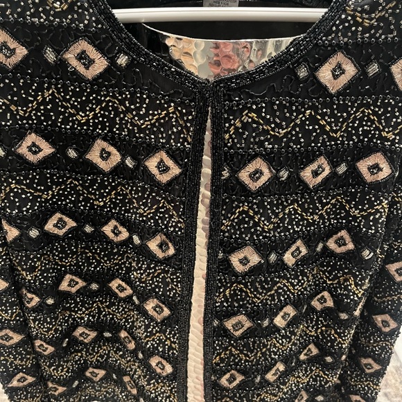 Vintage Pappel boutique evening beaded evening jacket black/silver 3X or 10-12 - Picture 6 of 16